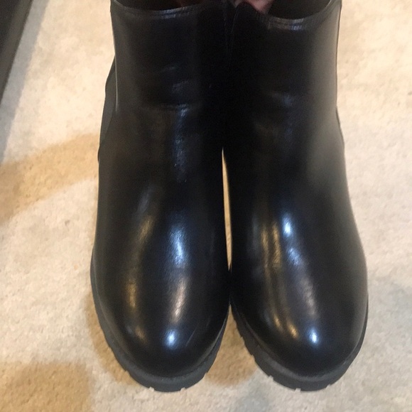 Celia Black Chunky 3 Inch Heel Pull On Ankle Boots-Size 9 - Picture 6 of 9